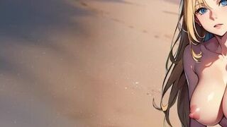 Blonde girl masturbating on the beach - porn video