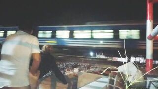 girl asks for sex in public on train tracks the passengers and people watch us fuck truck and car - porn video